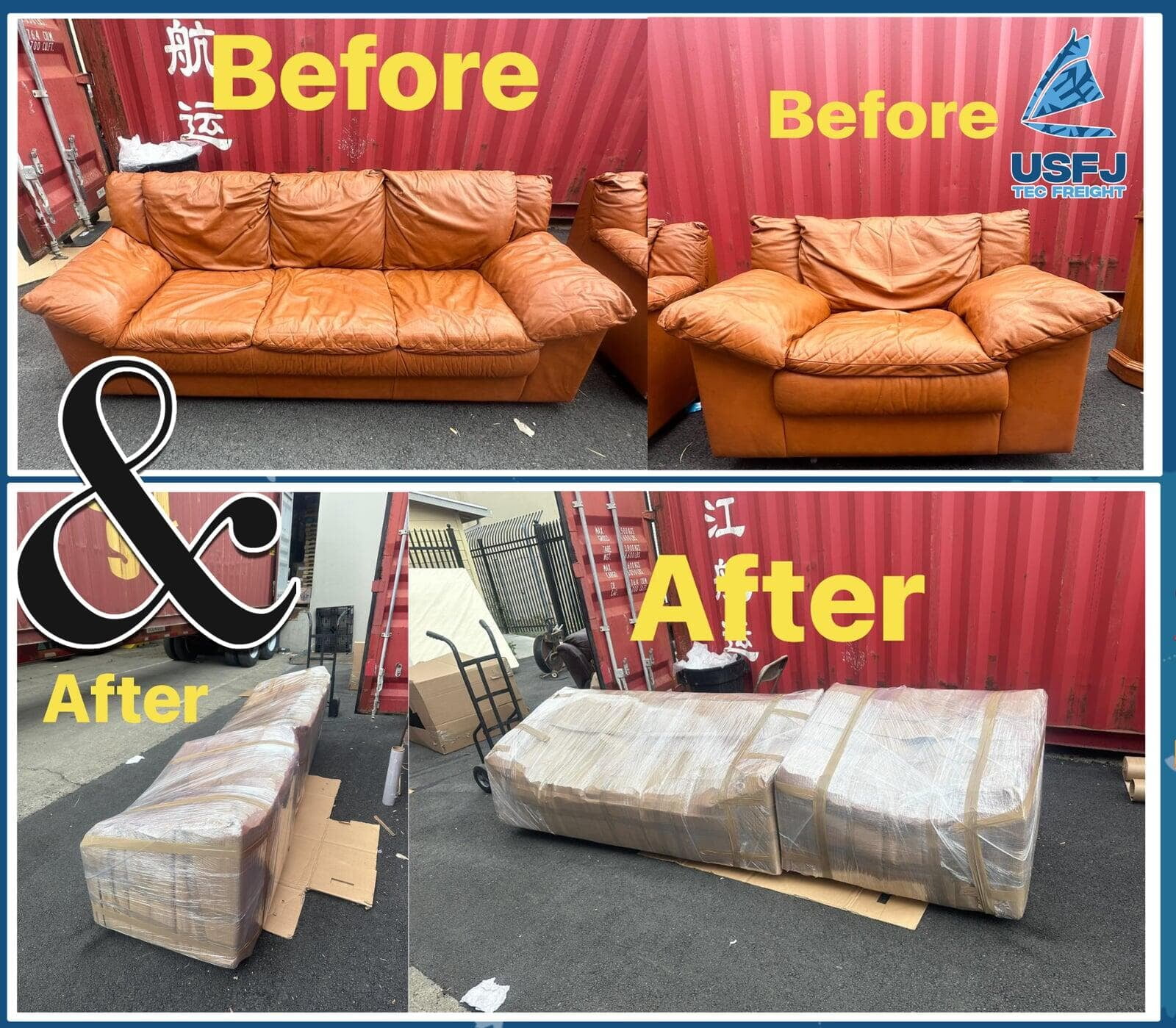 Leather armchair and couch wrapping